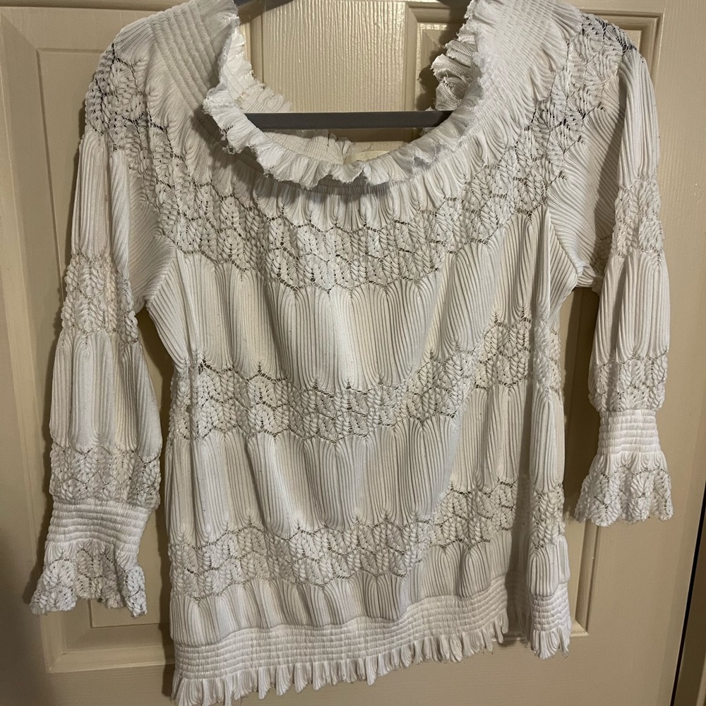 Anthropologie off shoulder crochet blouse S